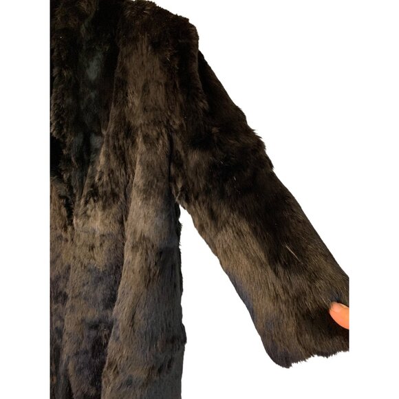 VTG Mens Black Rabbit Fur Coat XXL Long Shawl Collar Lined RII10583 - Picture 7 of 8